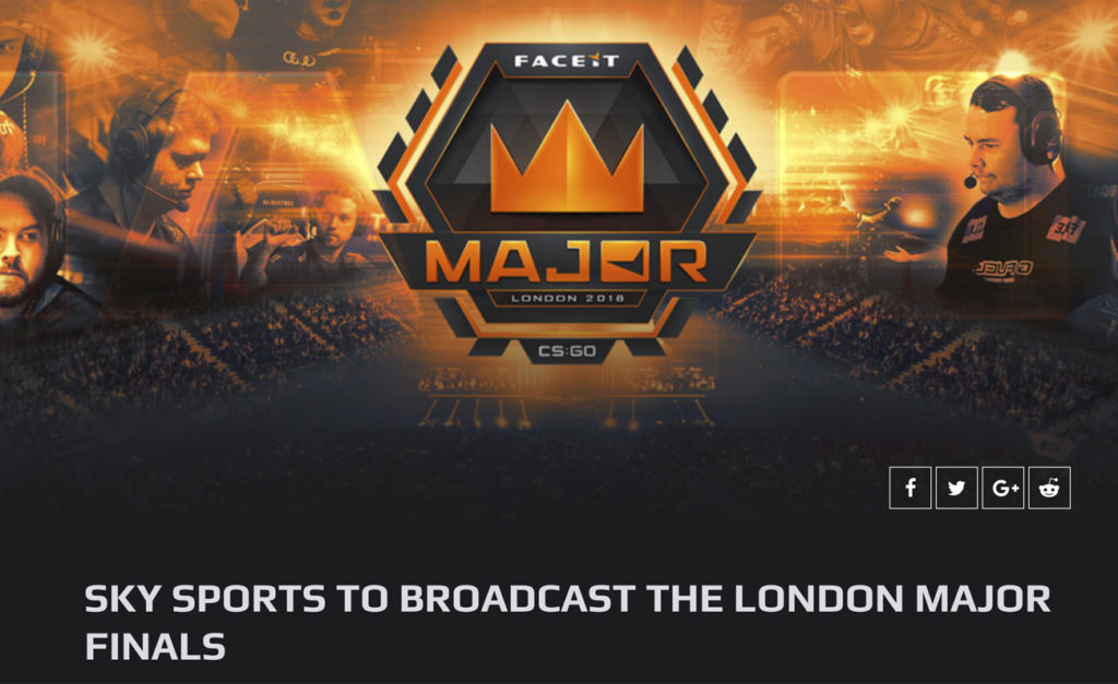 El FACEIT London Major será retransmitido por Sky Sports en varios de