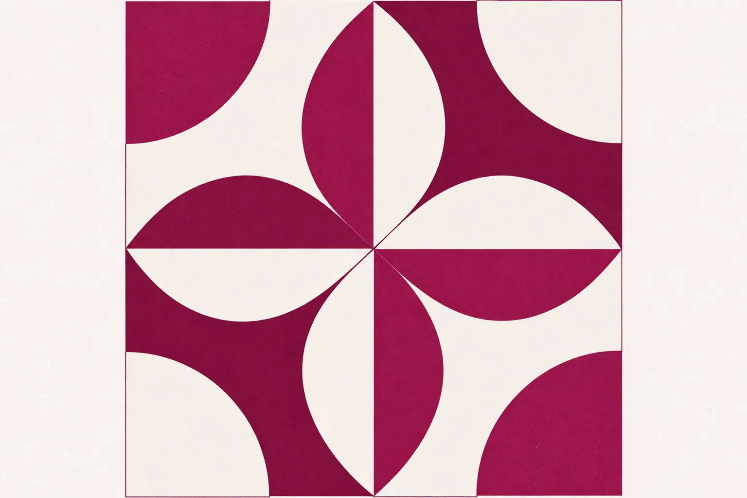 Ilustração de um grande azulejo geométrico em magenta e branco